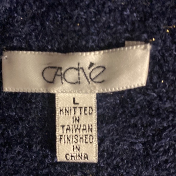 Cache Oversize Collar Navy Blue Metallic SweaterSize L - Picture 7 of 8